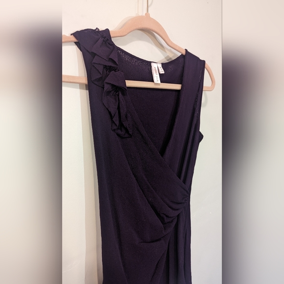 Eggplant deep purple mesh overlay wrap top M Sweet Pea by Tracy Frati - Picture 4 of 14